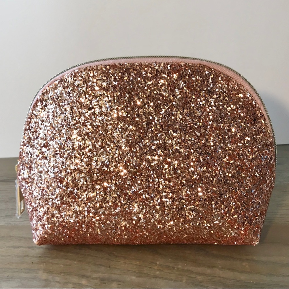 Rose gold glitter zipper bag